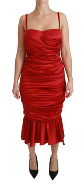 Dolce & Gabbana Red Silk Stretch Mermaid Bodycon Dress -   -  Dolce & Gabbana.